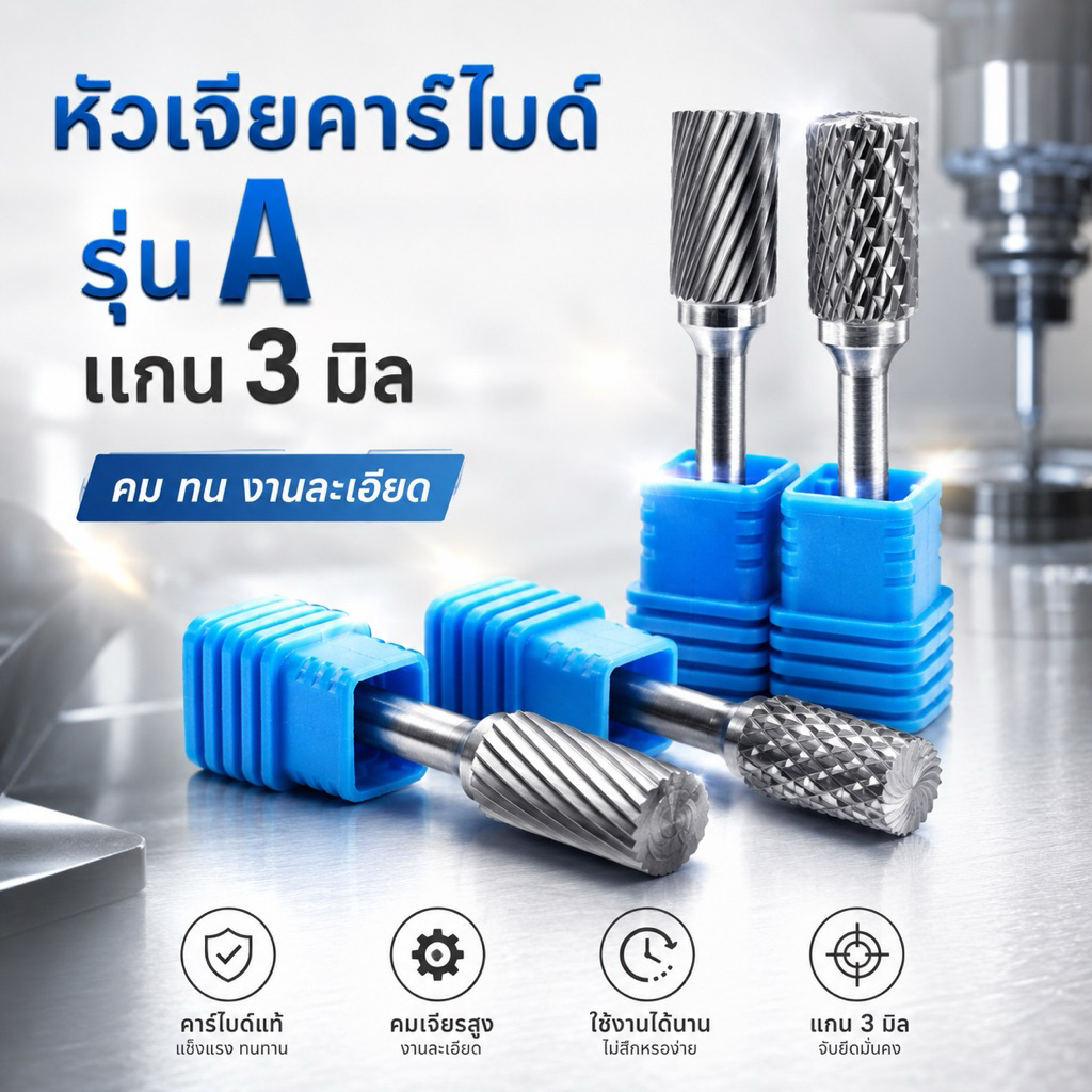 หัวเจียร์คาร์ไบด์-Carbide Rotary Files รุ่น A แกน3