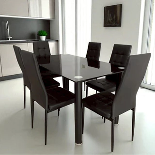 [ATR123] โต๊ะกินข้าว ดำหินอ่อน กระจกนิรภัยหนา8มม (150x80cm=6ที่นั่ง) (130x80cm4ที่นั่ง) สินค้าไม่รวมประกบ