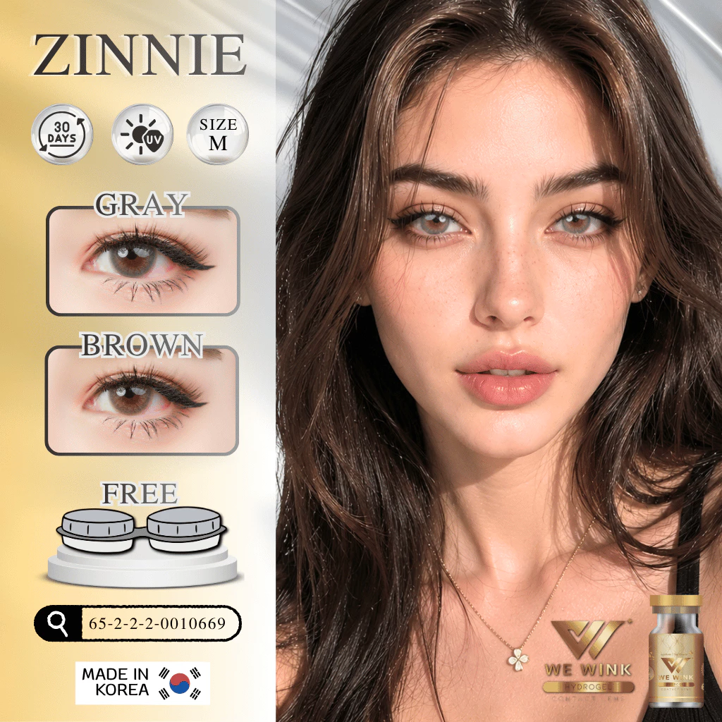 (Official) คอนแทคเลนส์รายเดือน We Wink รุ่น Zinnia สี Brown / Gray มีค่าสายตา แถมตลับคอนแทคเลนส์