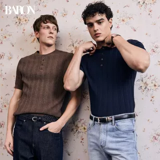 BARON - KEN Henley shirt เสื้อแขนสั้นทรงเรียบหรู ดีไซน์ Henley Neck