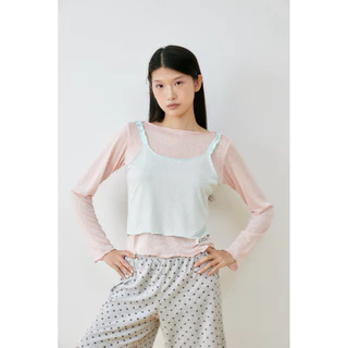 Gordi layer top เสื้อlayer 2 ชิ้นทรงปาดไหล่แขนยาวและ สายเดี่ยว
