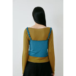 Gordi layer top เสื้อlayer 2 ชิ้นทรงปาดไหล่แขนยาวและ สายเดี่ยว