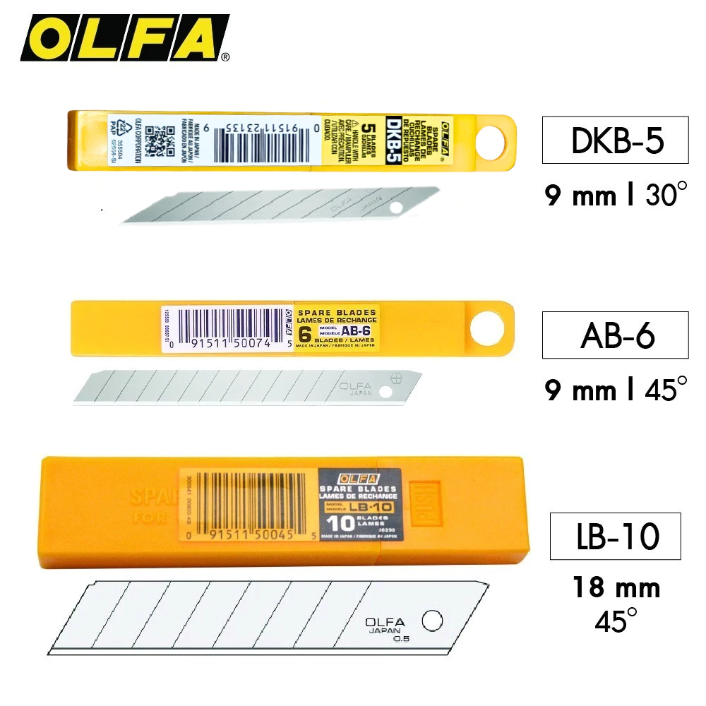 ใบมีดคัตเตอร์ OLFA Japan รุ่น DKB-5, AB-6, LB-10 ใบมีดคัตเตอร์เล็ก , ใหญ่ ใบมีดเฉียง [S24]