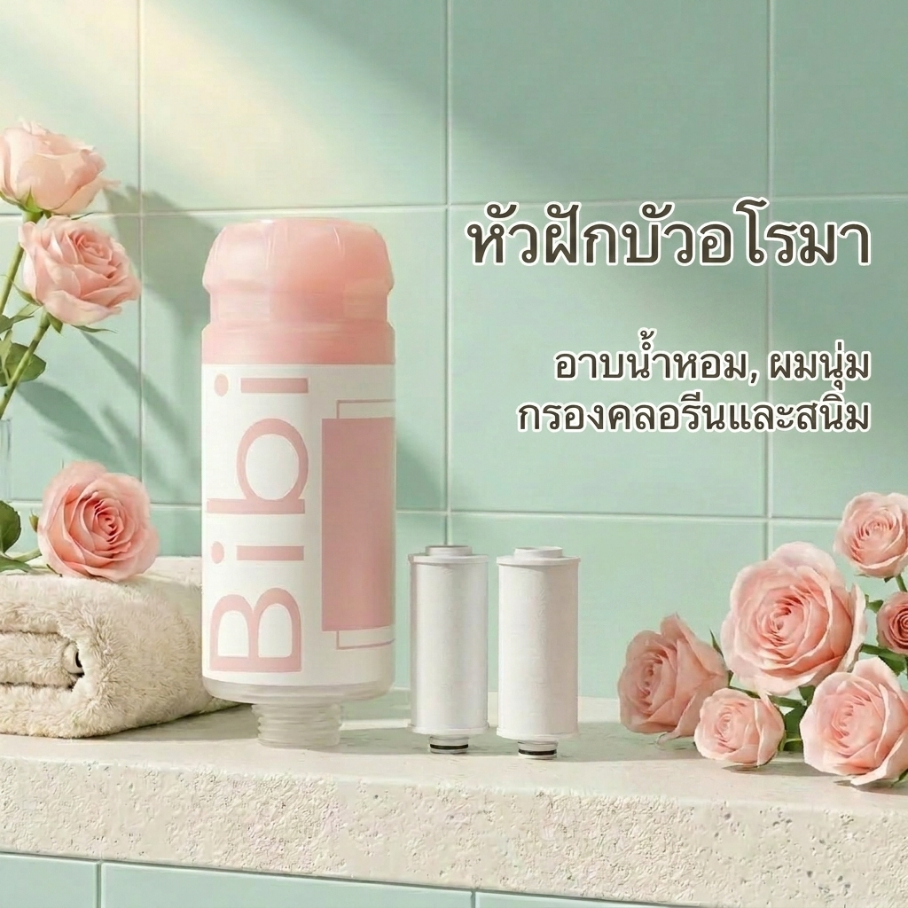 🔥 Moobibi ฝักบัวกรองน้ำ 2 ชั้น อโรม่า กลิ่นกุหลาบ ลดสิว กรองสนิมและคลอรีน น้ำสะอาดยิ่งขึ้น