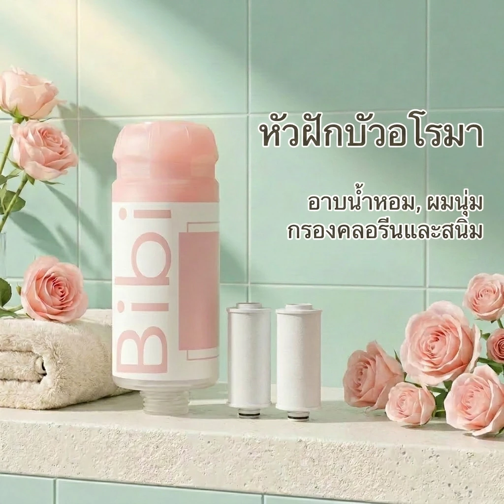 🔥 Moobibi ฝักบัวกรองน้ำ 2 ชั้น อโรม่า กลิ่นกุหลาบ ลดสิว กรองสนิมและคลอรีน น้ำสะอาดยิ่งขึ้น