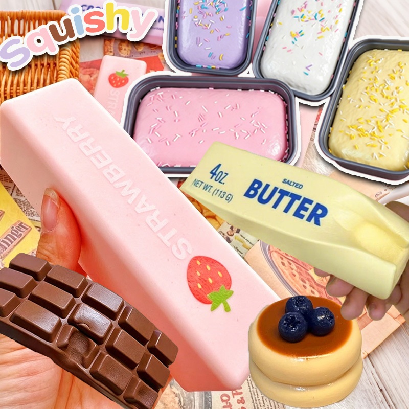 สกุชชี่ ของเล่นบีบอัด Squishy ขนมปังบีบ ของเล่นคลายเครียด สโลว์ไรซิ่ง นุ่มเด้ง ไม่ติดมือ ของเล่นบีบ