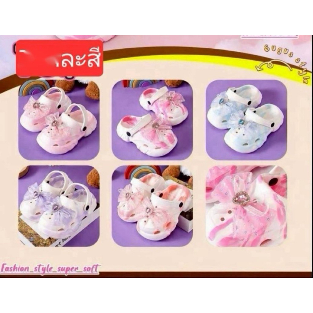 รองเท้าเด็ก_รองเท้าหัวโตเด็กผู้หญิงสวมใส่ง่ายพร้อมส่งค่ะ