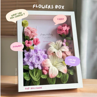 Flowers box 💐กรอบรูปของขวัญ ดอกไม้กำมะหยี่ พร้อมการ์ดภาพและคำอวยพร ขนาด 6x8” สินค้าพร้อมส่ง (ส่งภายใน 1-3 วัน)