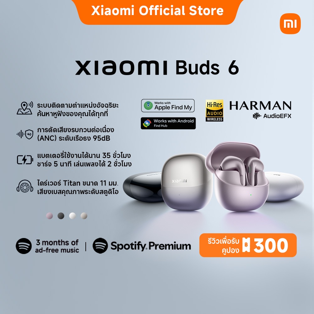 Xiaomi Buds 6/5 Pro  | ลดเสียงรบกวน | ไดรเวอร์คู่ | ชาร์จเร็ว | ออกแบบให้สวมใส่สบาย