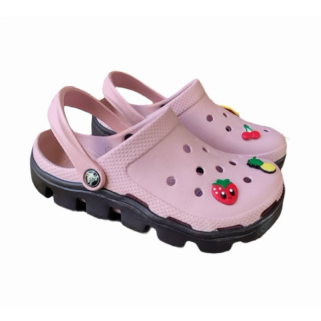 ✅พร้อมส่ง✅ รองเท้ามือสอง Crocs Duet Sport clog สีชมพูพื้นน้ำตาล M7W9 25cm