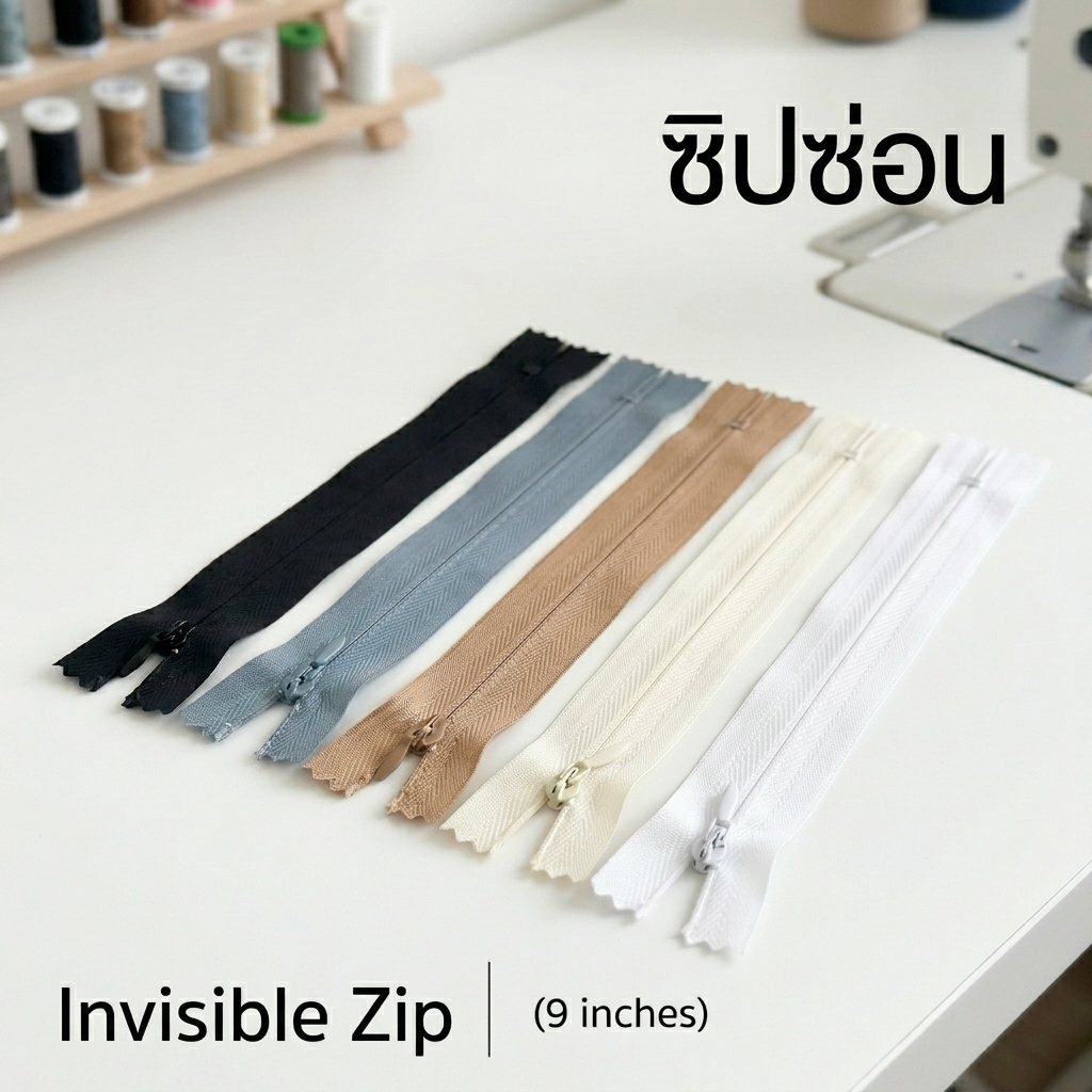 VM zipp ซิปซ่อน 9 นิ้ว คุณภาพดี รูดลื่น ซิป DIY ซิปเสื้อผ้า ซิปกระโปรง ซิปกระเป๋า
