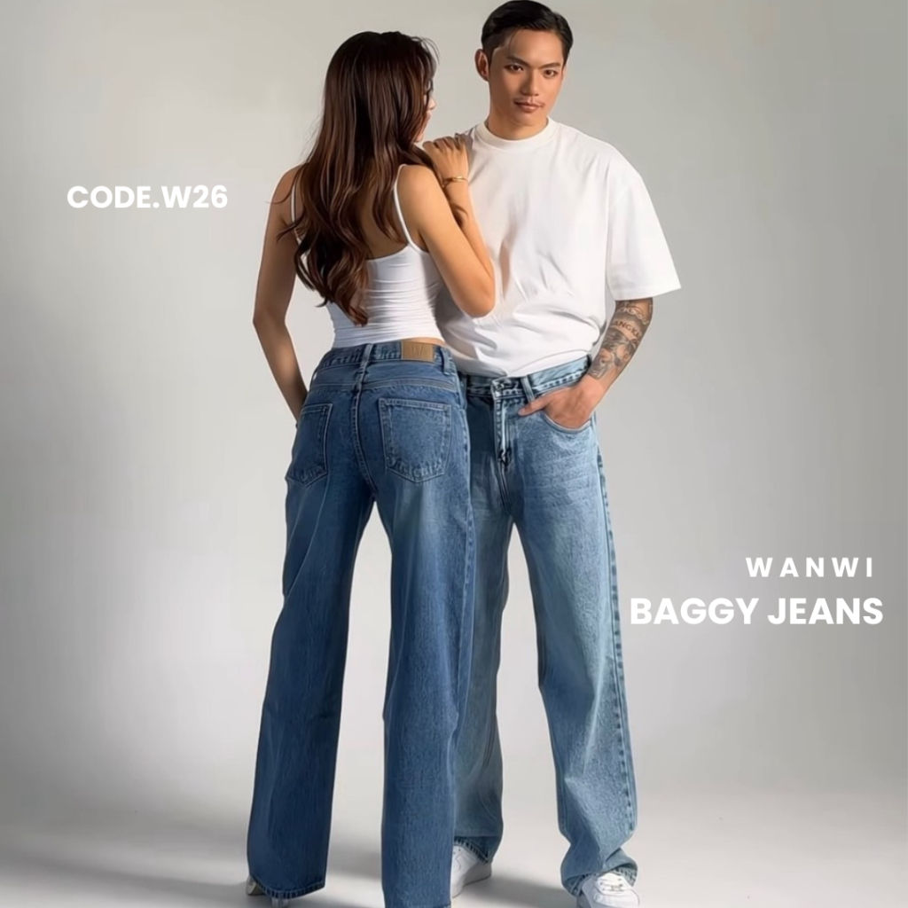 WANWI JEANS รหัส W26 กางเกงยีนส์ทรงกระบอกใหญ่BAGGY