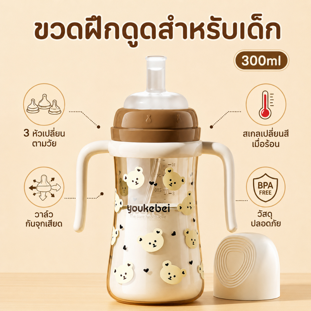 ขวดนมเด็กกันสำลัก ล้างสะดวก วัสดุปลอดภัย ใช้งานได้ทุกวัน ขวดนมคอกว้าง ขวดนมเด็กแรกเกิด