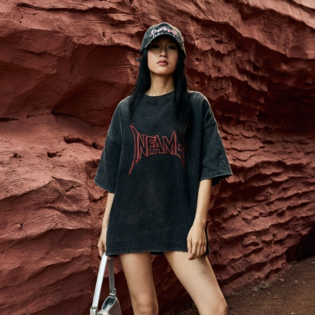 [Ready Stock] Oversize Faded Streetwear Destroyed T- shirt INFAME Madness Oversized T shirt