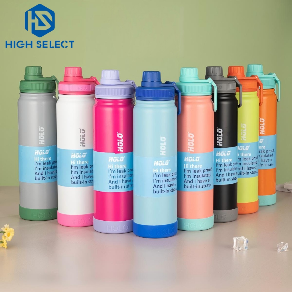 850ml ความจุกระติกน้ำ สแตนเลส สีพาสเทล แบบทนร้อน-เย็น ดีไซน์สีตัดกันทันสมัย พร้อมที่จับ แถมที่รองแก้ว แก้วเยติ