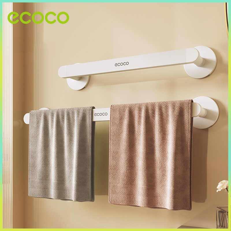 ecoco ชั้นวางผ้าเช็ดตัว ไม่ต้องเจาะผนัง สำหรับห้องน้ำ มีราวแขวนผ้าเช็ดตัว ป้องกันน้ำและสนิม มีหลายขนาดให้เลือก