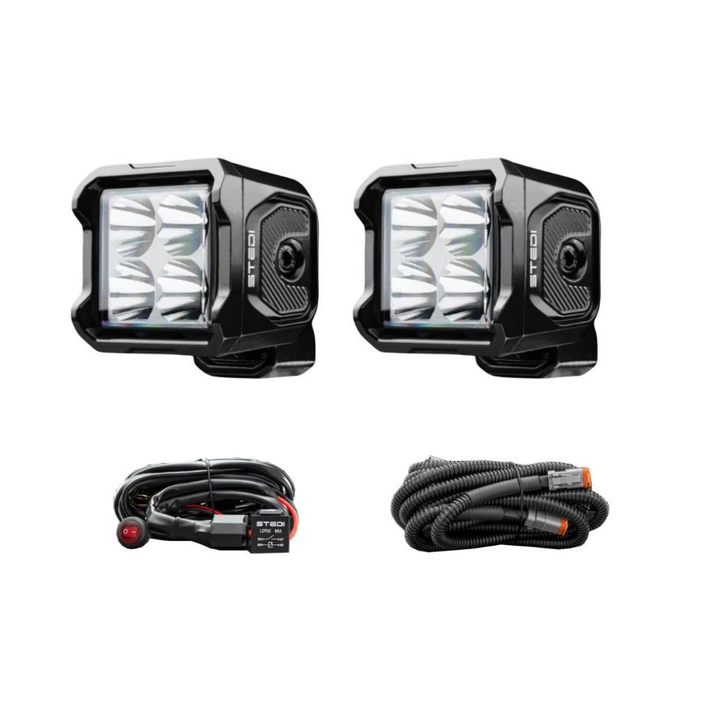 STEDI G4 Black Spot Work Light (ลำแสง Spot) 2 ดวง +ชุดสายไฟครบชุด