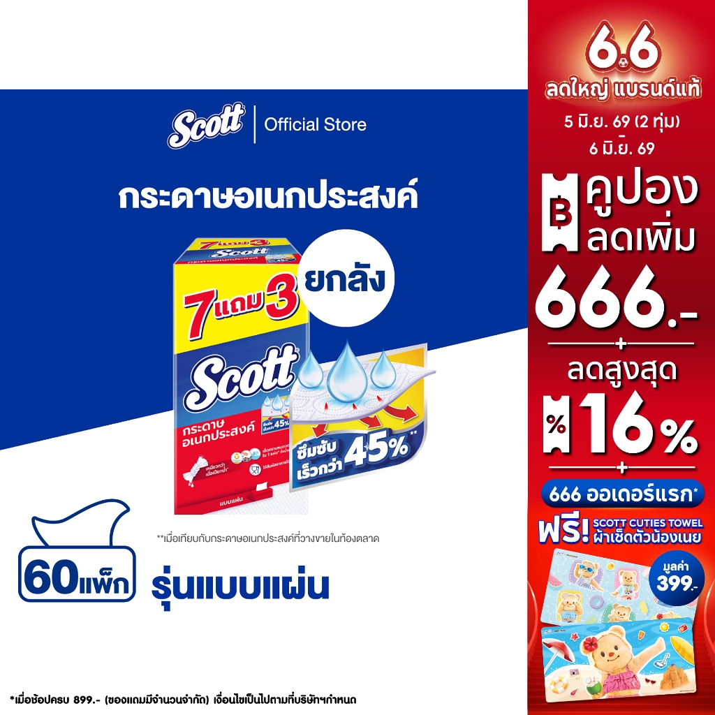 ยกลัง  กระดาษเช็ดทำความสะอาด สก๊อตต์® ทาวเวล แบบแผ่น 76แผ่น x 7+3 x 6 Scott Towel Interfold 76S x 7+3 x 6