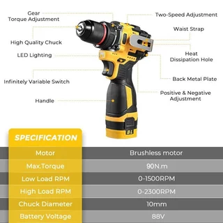 【รับประกัน 5 ปี】COD 88V 90N.M 33PCS สว่านไร้สาย 4 ระบบ​​ สว่านกระแทก สว่านไร้สาย สว่าน ไร้สาย สว่านแบต สว่านไฟฟ้าไร้สาย