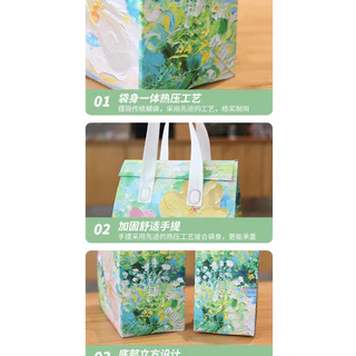 🌈10ใบ🌈ถุงเก็บความเย็น แบบ1แก้ว/2แก้ว ลายดอกไม้สวยงาม ฝากาวขยายข้างCool bagกระเป๋าเก็บอุณหภูมิ