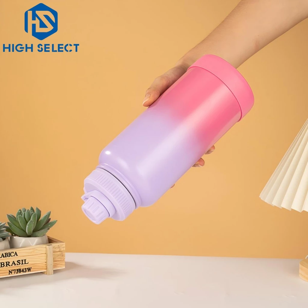 1000ml สแตนเลส กระติกน้ำสีพาสเทลไล่ระดับ เก็บความร้อน-เย็น ดีไซน์สีตัดกันทันสมัย พร้อมที่จับ แถมที่รองแก้ว แก้วเยติ thumbnail 10