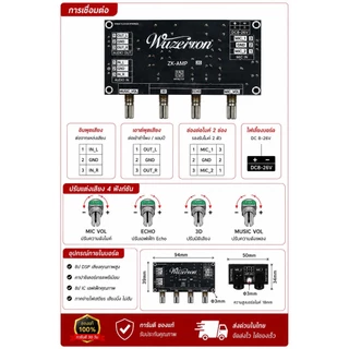 ปรีไมค์ ZK-AMP 2G(V.4)**ของแท้100%**(เสียไม่ดรอป) บอร์ดปรีไมค์ เอฟเฟ็กแท้ ปรับเสียงได้ 4 ช่อง ใช้ไฟ DC 6-28V(พร้อมส่ง)