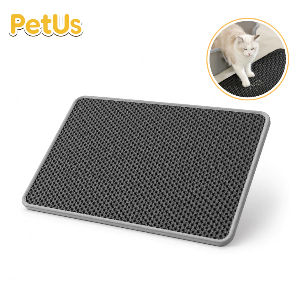 Petus แผ่นดักทรายแมว กันน้ำ พรมดักทรายแมว EVA 2 ชั้น ลดทรายกระจาย มี 5 ขนาด Petus Kingkaew