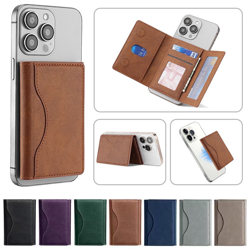 กระเป๋า MagSafe หนัง PU แม่เหล็กแรง ใส่บัตรได้ 6 ใบ พับได้ สำหรับ iPhone 16 15 14 13 12 Pro Max