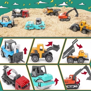 YUNLEOTOY ของเล่นรถตักดินเหล็กผสม 6 ชุด รถขุด รถถัง รถตัก รถปูน รถดั๊มพ์ รถยกของ ของเล่นเด็ก ขนาด 1:64
