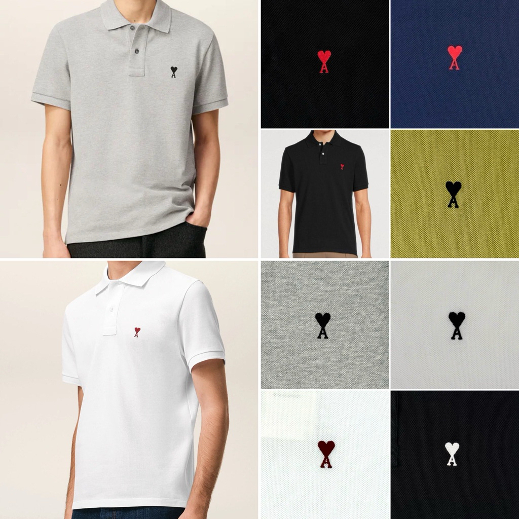 Ami Paris De Coeur Polo Shirts เสื้อคอปก โปโล แท้ 100% มี QR แสกนเช็คของแท้ได้ทุกตัวค่า