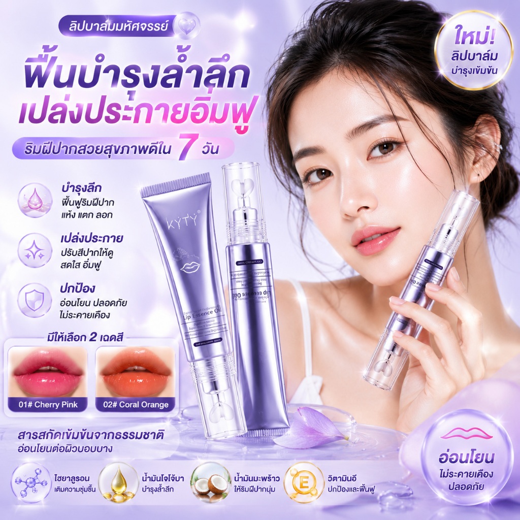 🔥【สินค้าพร้อมส่ง】KYTY ลิปออยล์เปลี่ยนสี ให้ความชุ่มชื้น ช่วยริมฝีปากอิ่มฟู สว่างธรรมชาติ ไม่เหนียวเหนอะหนะ