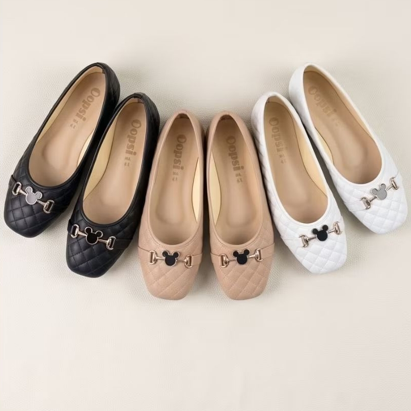 รองเท้าคัชชู Bigsize 41-45 หน้าการ์ตูน หัวตัด ใส่สวย น้ำหนักเบาคะ มีสีดำ สีครีม สีขาว คะ