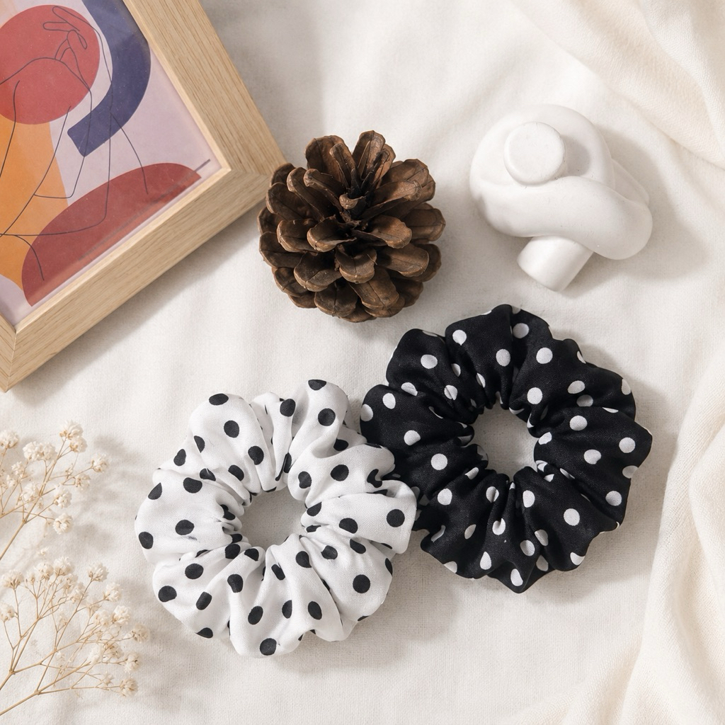polkadot vs ยางมัดผมลายจุด ลูกคุณหนู สุดน่ารักสไตล์ MINIMAL ||MNP scrunchies🇹🇭 พร้อมส่งจากไทย|| งานแฮนด์เมด💯