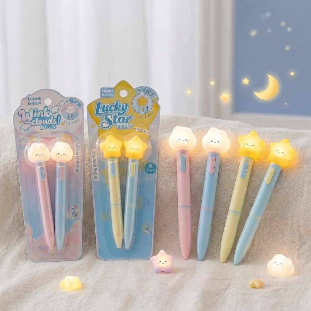 Lopet ปากกาเจลมีไฟ รุ่น Luck Star และ Wink Clouds ขนาด 0.5mm