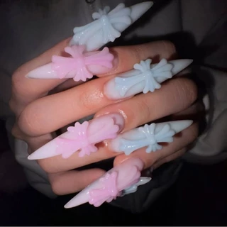 ✝️​ Chrome hearts press​ on​ nails​ ✝️ เล็บปลอมโครมฮาร์ท​ ไม้กางเขน (แจ้งเปลี่ยนสี, ทรง, sizeในแชท)​