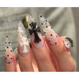 ✝️​ Chrome hearts press​ on​ nails​ ✝️ เล็บปลอมโครมฮาร์ท​ ไม้กางเขน (แจ้งเปลี่ยนสี, ทรง, sizeในแชท)​