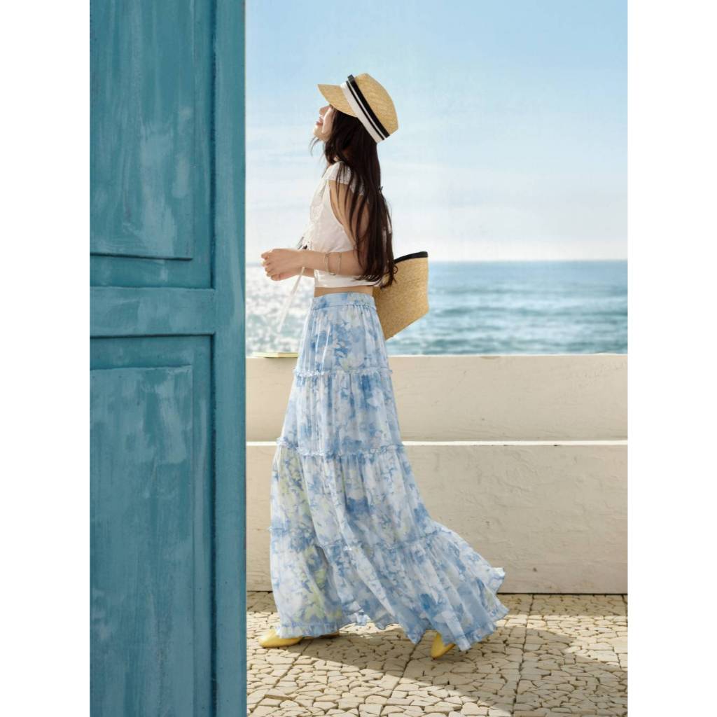 [Preorder] KUOSE : Floral Tiered Maxi Skirt