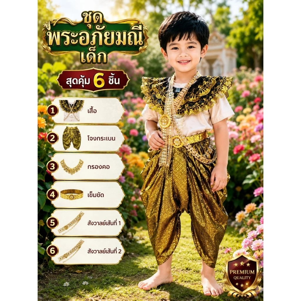 ชุดพระอภัยมณีเด็ก(แบบที่3)ส่งด่วนจากกทม.💚พร้อมส่ง(ME)