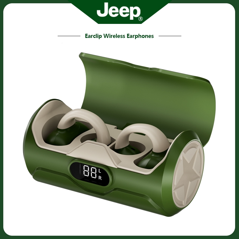 Jeep EC003 หูฟัง แบบหนีบหู บลูทูธ5.4 หูฟังเปิดหู เสียงดี HIFI สมาร์ททัช กันน้ำ พร้อมไมโครโฟน สําหรับเล่นกีฬา