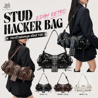 [ Free keychain ]NEW Manyrare.bkk Stud Hacker Bag ข้อเสนอพิเศษ Manyrare BLACK/BROWN/WHITE Bag