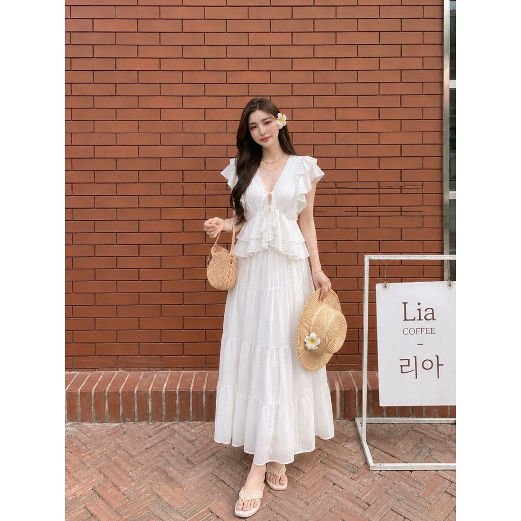 🌷Lia Ruffle ชุดเซ็ต 2 ชิ้น เสื้อแขนระบาย+กระโปรงยาว