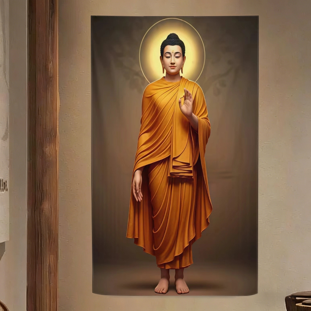 【จัดส่งจากประเทศไทย】ภาพพระพุทธรูปพิมพ์ลงบนผ้าโพลีเอสเตอร์ สวยงาม คมชัด สีสันสดใส ติดทนนาน เหมาะสำหรับตกแต่งผนังห้องต่างๆ