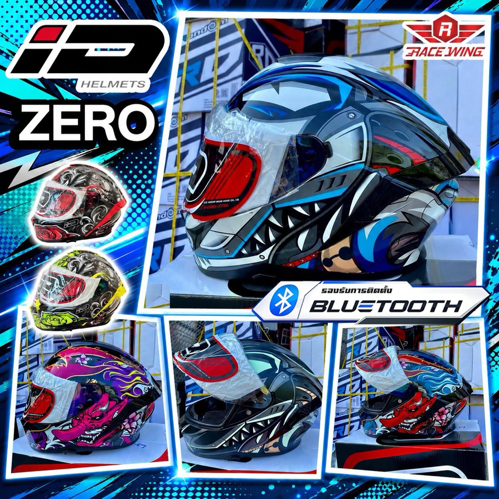 หมวกกันน็อค เต็มใบ ID ZRO ไซส์ M L XL XXL รองรับติดตั้งบลูทูธ หมวกกันน็อคมอเตอร์ไซค์ กวนอู เท็นงู 9หาง forever