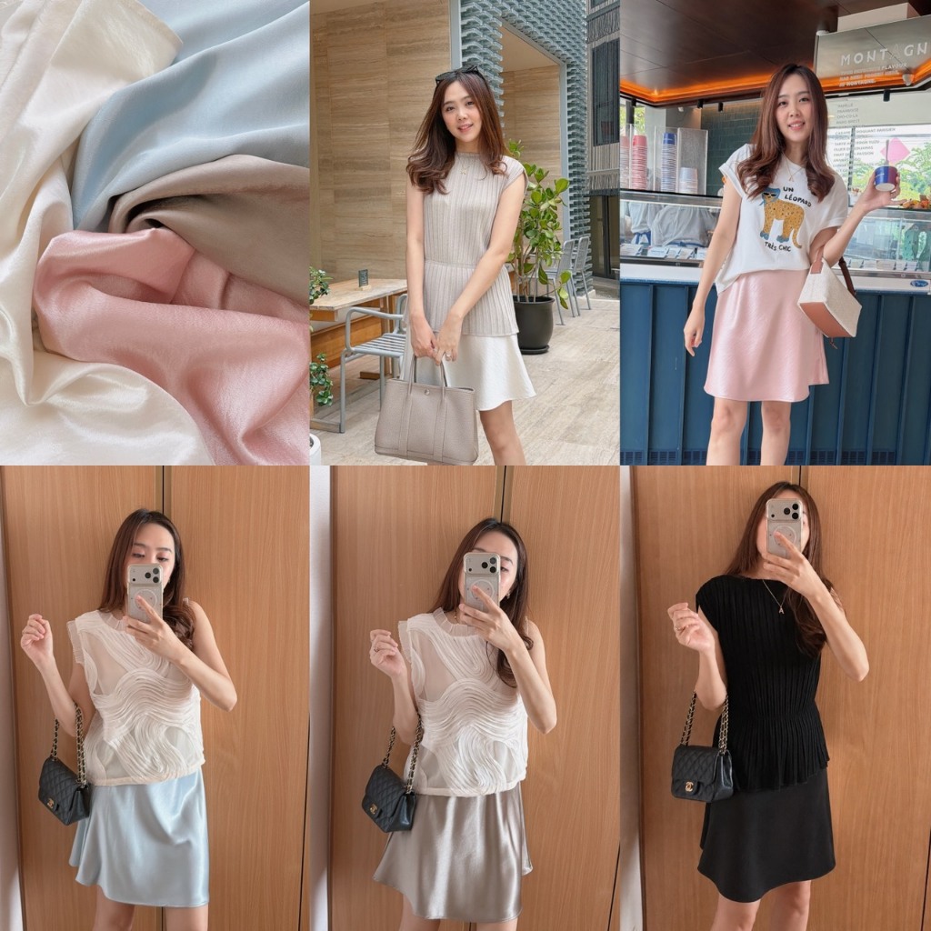 Moonlit Satin Skirt  บอกเลยว่ายิ่งแมตช์กับเสื้อ pleat รุ่นใหม่ของร้านคือเอาคะแนนไปเลย 10/10