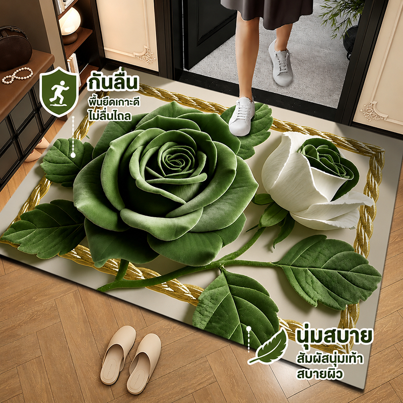 แผ่นรองพื้นไดอะตอมไมต์ พรมห้องน้ำดูดซับน้ำได้ดี กันลื่น นุ่ม ลวดลายสามมิติ พรมห้องครัว