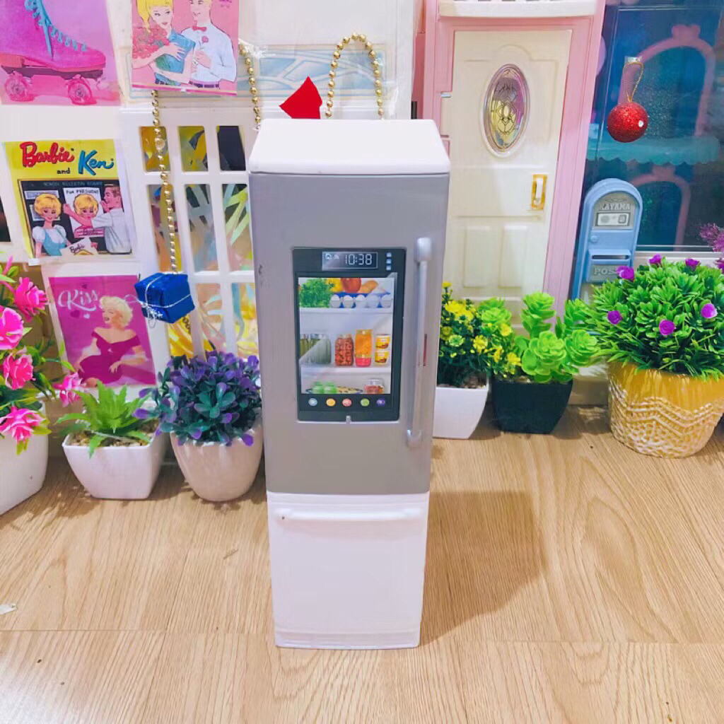 🍭🌈🍎ตู้เย็นBarbieมือสองเปิดใส่อาหารได้🍯🧸