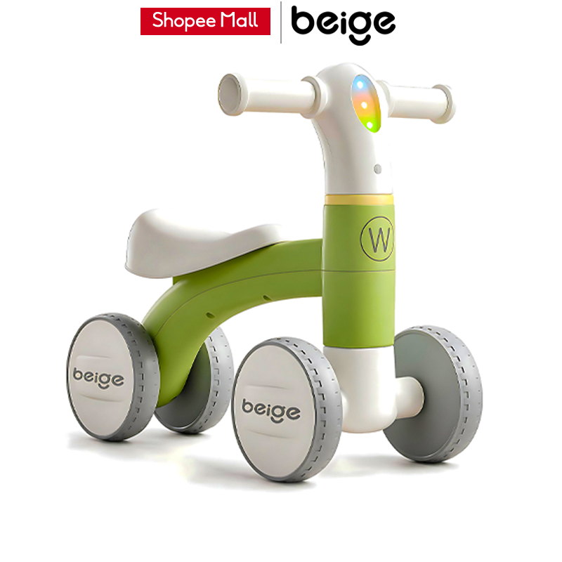 Beige จักรยานขาไถเด็ก รถขาไถ มีไฟและเพลง ความจุแบริ่ง 50KG เหมาะเด็ก1-3ขวบ ของขวัญเด็ก รถของเล่นเด็ก