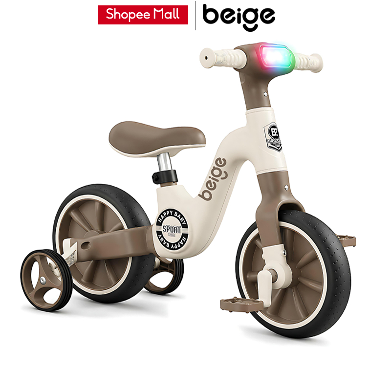 Beige จักรยานเด็ก รถจักรยานทรงตัว 3 in 1 2-5 ขวบ รถสามล้อเด็ก มีเพลง มีไฟ ของเล่นเด็ก