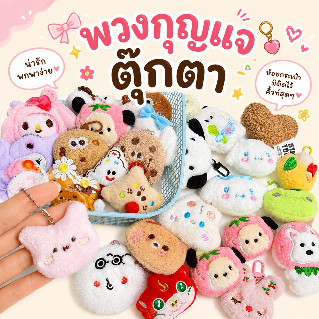 พวงกุญแจตุ๊กตาน่ารัก รูปทรงน่ารัก โซ่ไข่ปลา แฟชั่น สำหรับห้อยตกแต่ง ลายการ์ตูนน่ารัก อุปกรณ์เสริมกระเป๋า