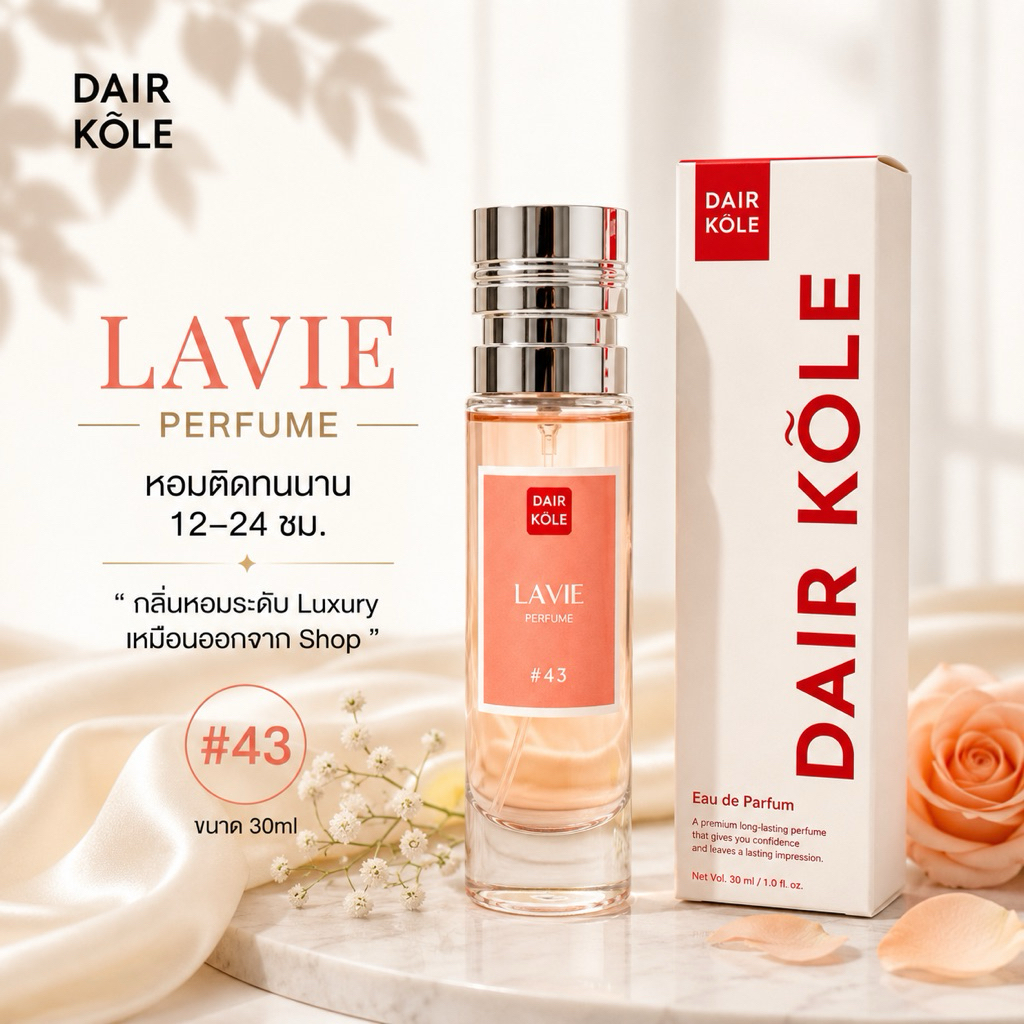 🔥กลิ่นShopแท้🔥น้ำหอมDAIR KOLE #43  ลาวี่ ติดทน12-24ชม. #น้ำหอมผู้หญิง #น้ำหอม #ติดทนนาน #น้ำหอมติดทน #DKPEFUME #DK